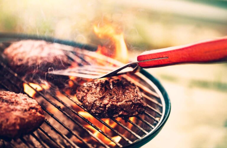Meat grilling on a barbecue