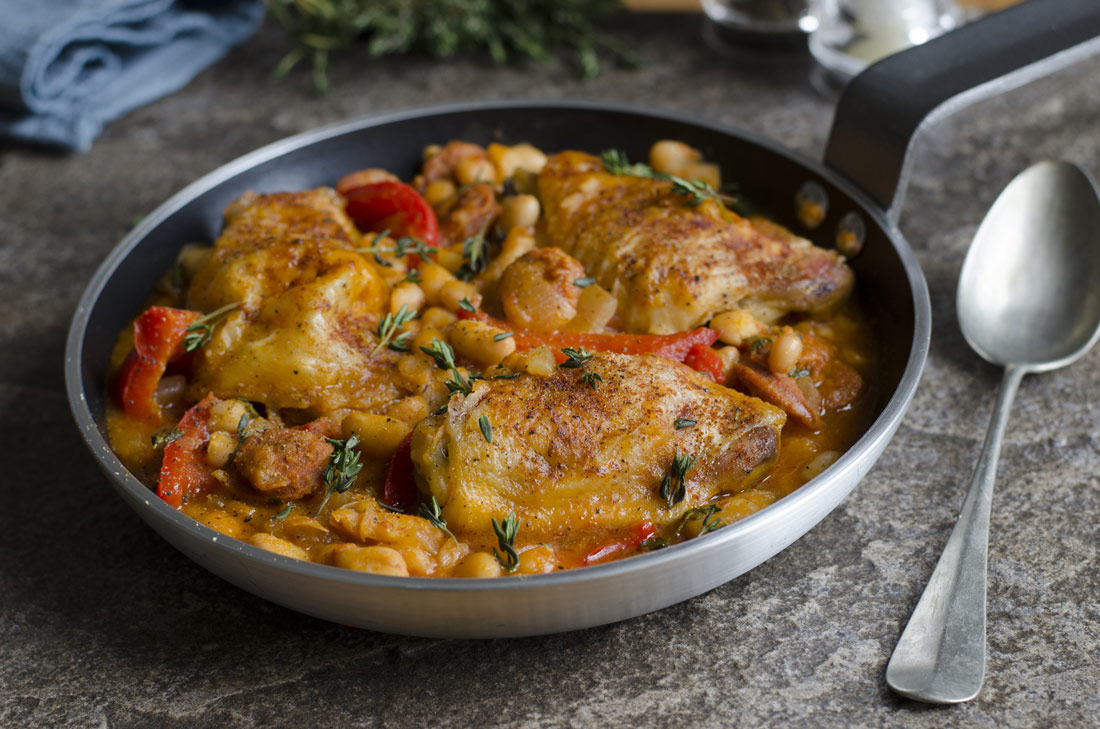 Barbecue baked bean and chicken cassoulet