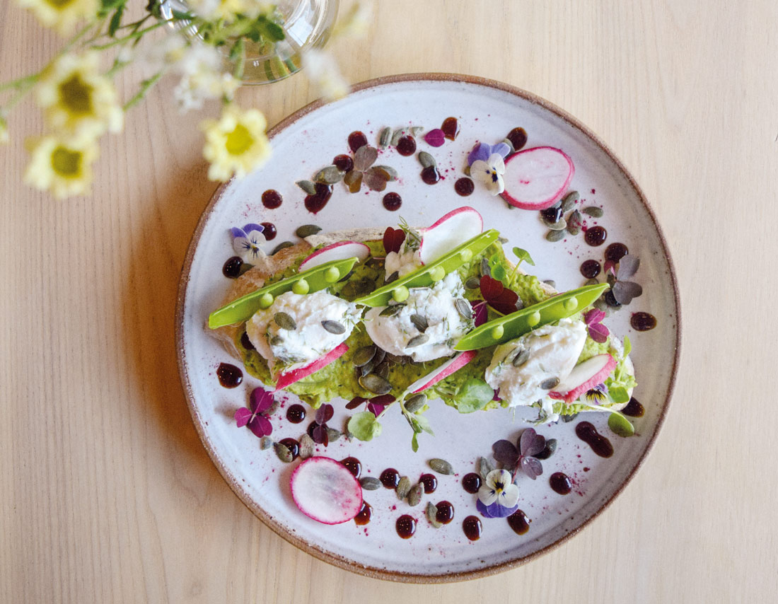 Ricotta and pea toast