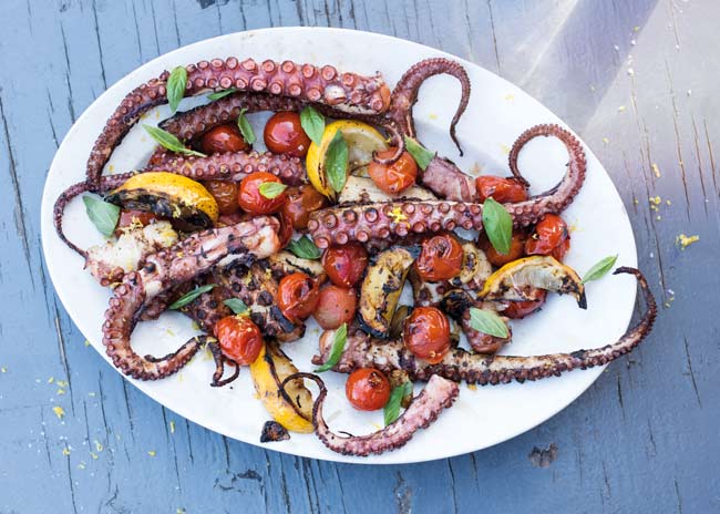 Newlyn octopus and roasted tomatoes