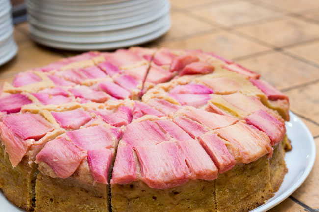 Rhubarb and rosewater cake
