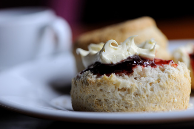 scone with jam and cream