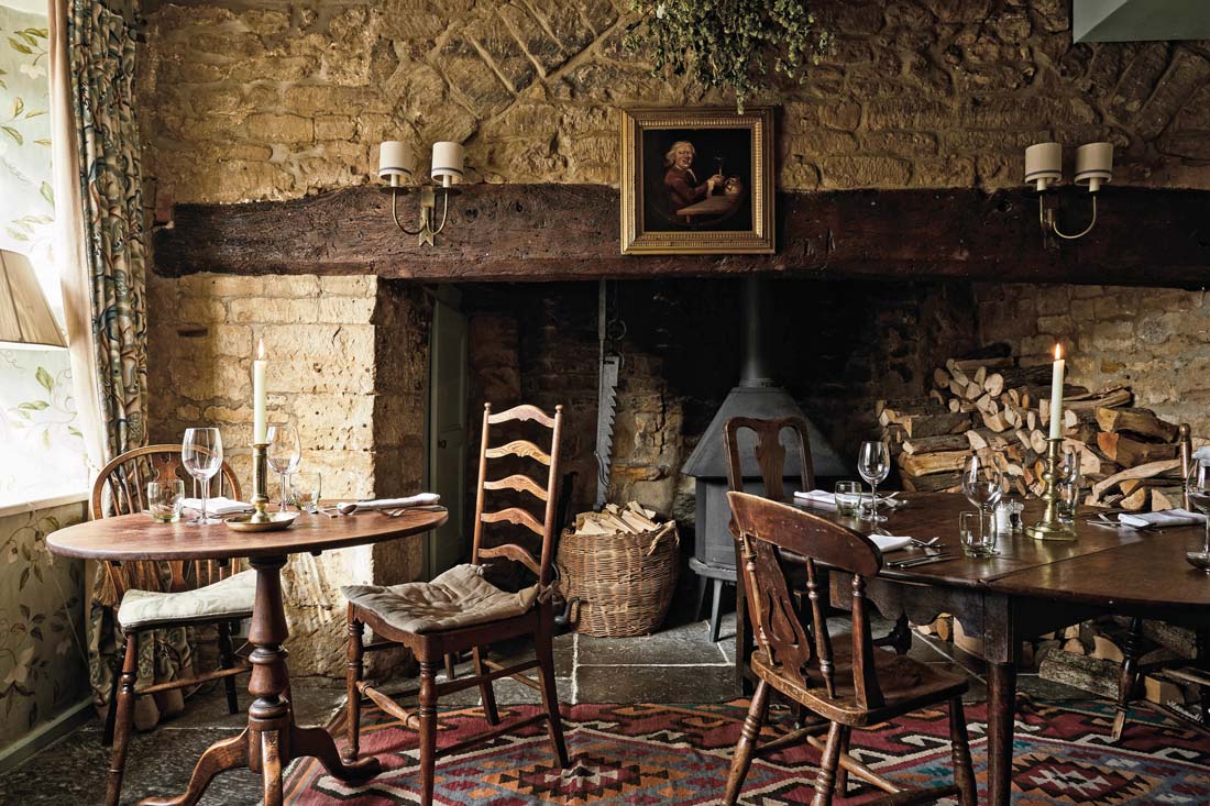 Dining room at Lord Poulett Arms pub with rooms