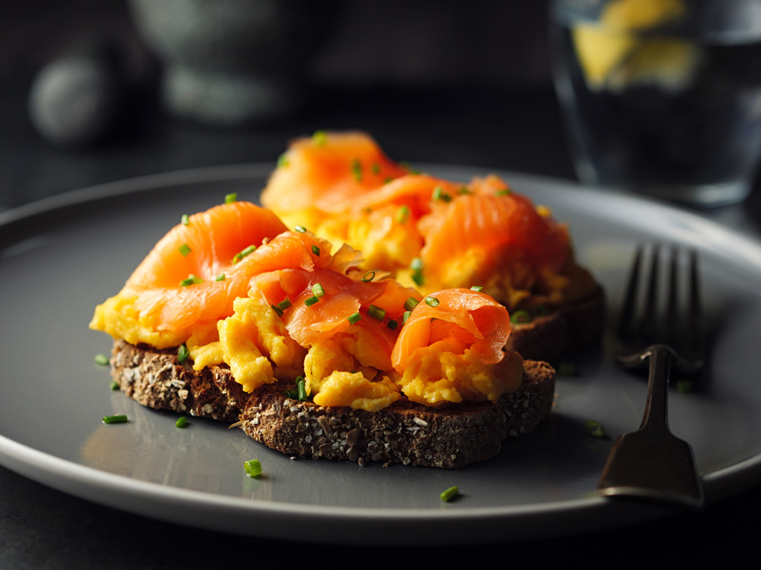 Devon smoked salmon with scrambled eggs