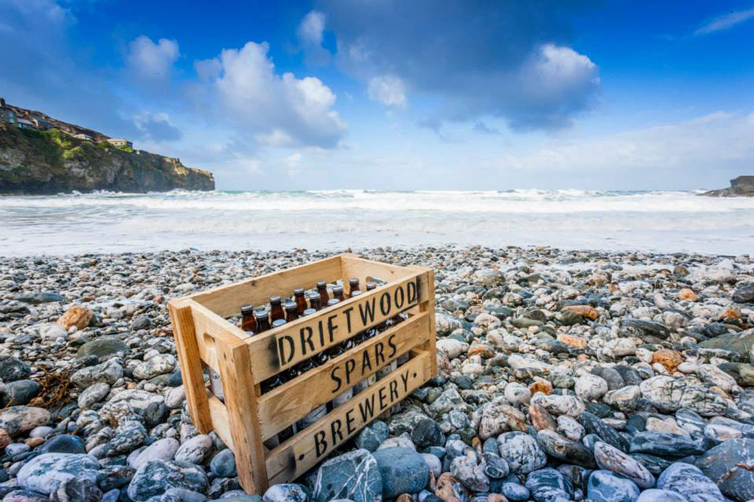 Driftwood Spars Brewery box on beach