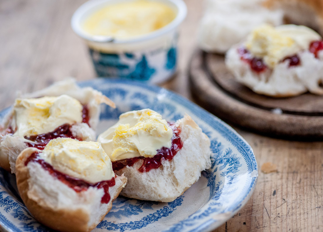 Cornish split with clotted cream and jam