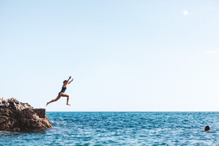 Jumping into the sea - solo South West breaks