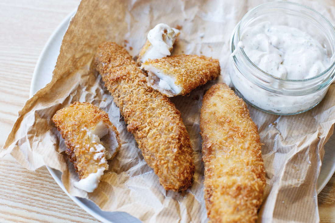 Fish fingers at Cormacks in Totnes