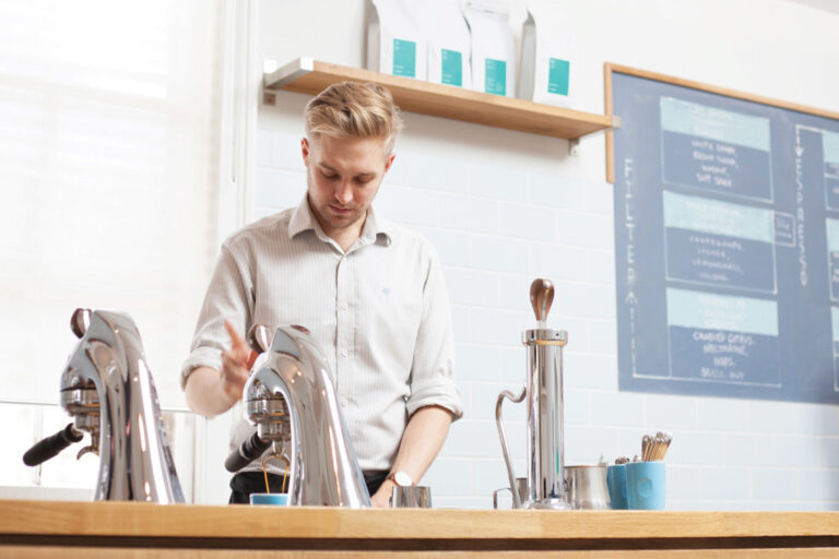 Best coffee shops in Bath - barista pulling an espresso