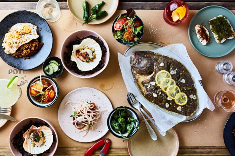 Best seafood restaurants in Cornwall - seafood spread at Prawn on the Lawn