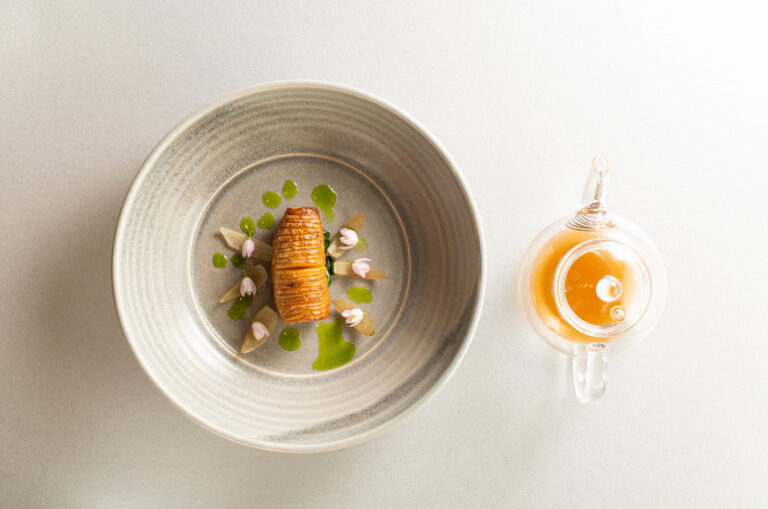 Vegan tasting menu dish at The Olive Tree