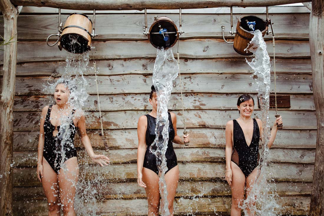 Cold water plunge at Bedruthan Hotel in Cornwall - alt Christmas breaks