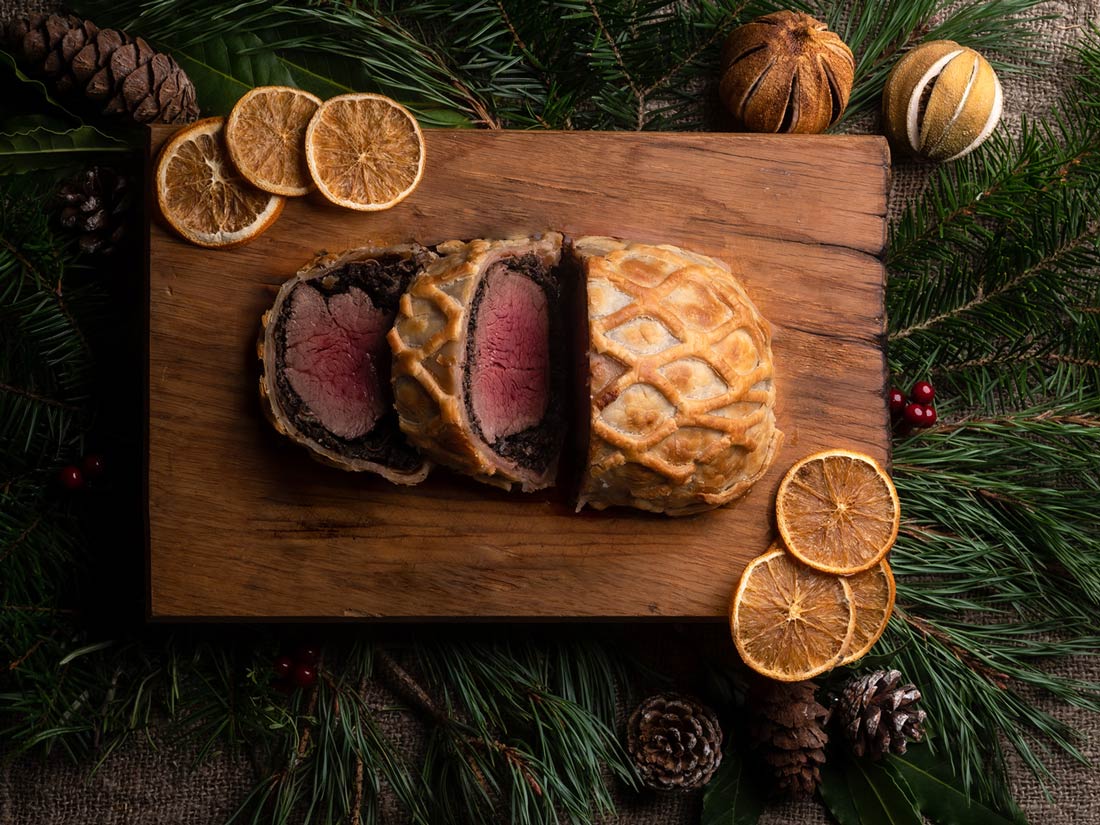 Beef Wellington on a board - alternative Christmas dinner centrepieces