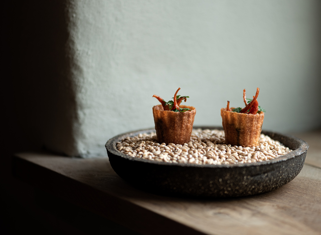 Dehydrated carrot dish at Crocadon Farm in Cornwall