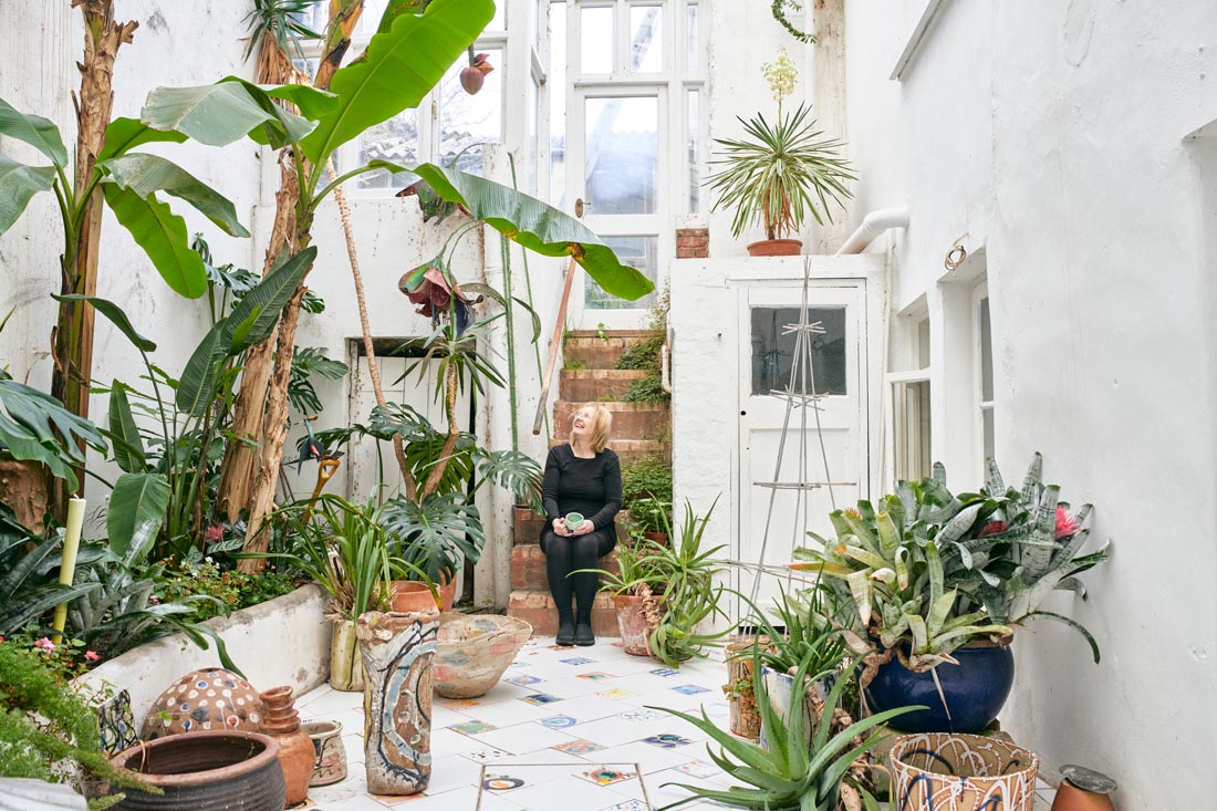 Ceramicist Sandy Brown in her home in Appledore