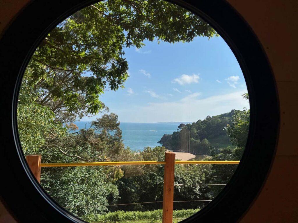 view of the sea out of cabin window