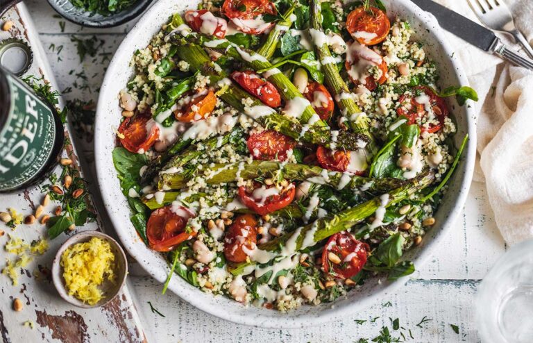 Asparagus, courgette and tomato tabbouleh