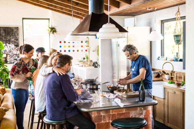 cooking in kitchen